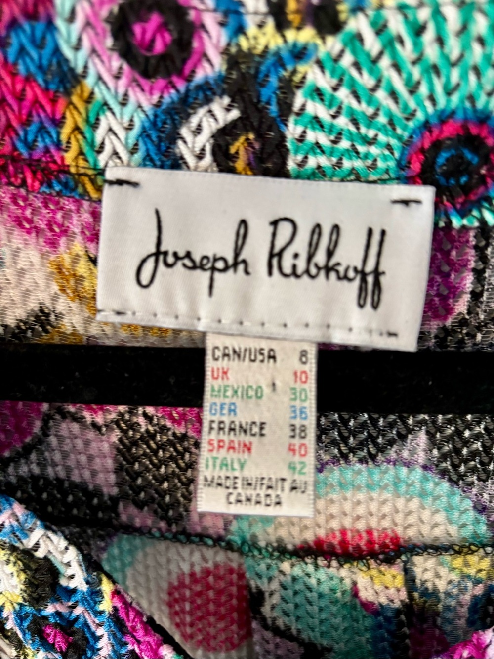 Joseph Ribkoff Black Multicolor Floral Mosaic Button-Front Top - Picture 3 of 5